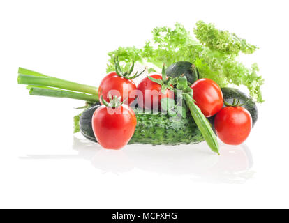Different fresh vegetables isolated on white Stock Photo