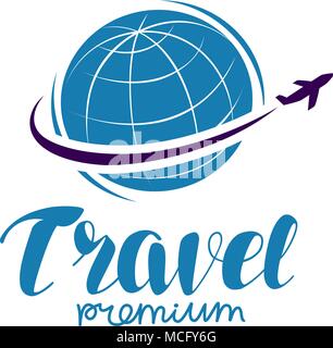 Travel logo or label. Journey, tour, voyage symbol. Vector illustration isolated on white background Stock Vector