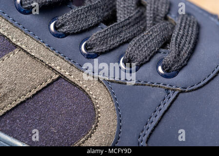 close up of a trainer shoe with laces Stock Photo
