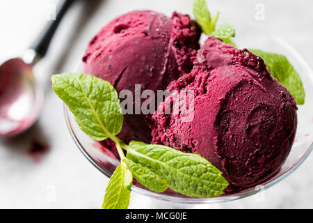 Organic Berry Sorbet Ice Cream Balls in Cup Ready to Eat. Organic Food. Stock Photo