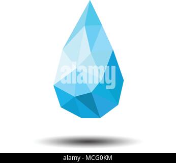 Polygon Water Drop Icon on white background Stock Vector