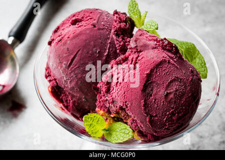 Organic Berry Sorbet Ice Cream Balls in Cup Ready to Eat. Organic Food. Stock Photo