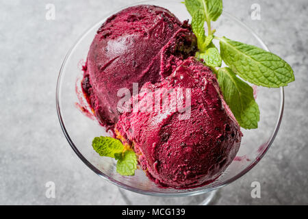 Organic Berry Sorbet Ice Cream Balls in Cup Ready to Eat. Organic Food. Stock Photo