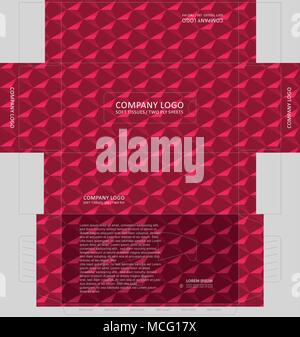 Abstract seamless red pattern on tissue box. Tissue box template concept, template for Business Purpose, Place your text and logos and ready to go for Stock Vector
