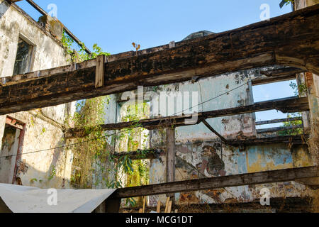 historic building ruin , old town center (Casco Viejo) in Panama City - Stock Photo