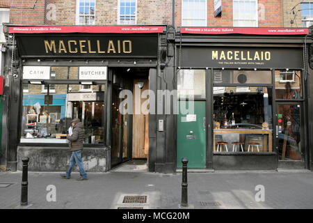 Macellaio restaurant shop exterior in Exmouth Market, Clerkenwell, London UK  KATHY DEWITT Stock Photo