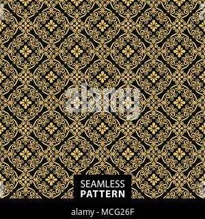Luxury ornamental seamless pattern in golden color Free Vector Stock Vector