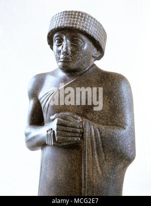 Gudea, Prince of Lagash, praying, ca. 2120 B.C. Diorite.From Tello (ancient Girsu). Iraq. Louvre Museum. Paris, France. Stock Photo