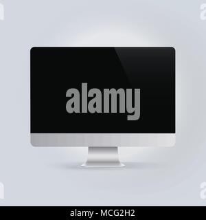Realistic device mock-up, computer monitor vector illustration. Stock Vector