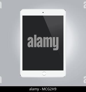 White tablet mock-up isolated on gray background vector illustration. Stock Vector