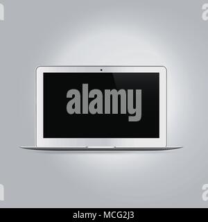 Realistic laptop computer, device mock-up vector illustration. Stock Vector