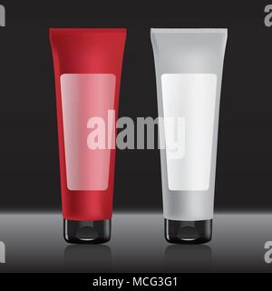 Cosmetics products template, realistic cosmetic cream bottle mock up vector illustration Stock Vector