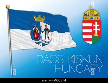 Bacs Kiskun flag, administrative region, Hungary Stock Vector