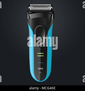Electric shaver over dark background, product vector illustration Stock Vector