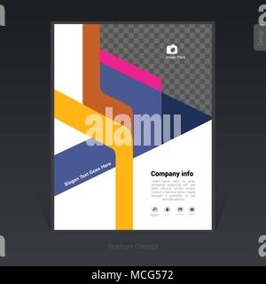 Geometric colorful triangles business brochure template, cover design, flyer - Vector Illustration Stock Vector