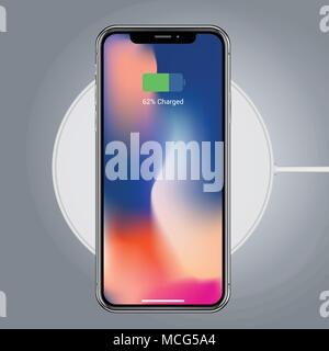 Realistic device mock-up with smartphone charger, vector illustration Stock Vector