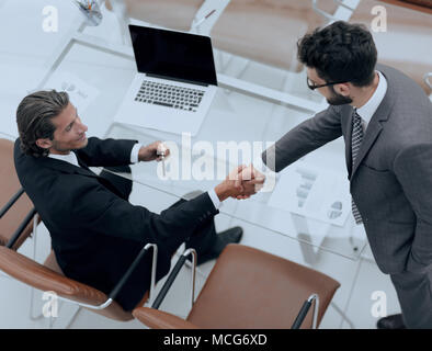 view from the top. handshake of business people Stock Photo