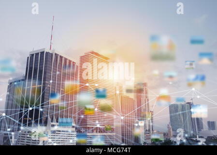 Fast connection in the city. Abstract technology background Stock Photo