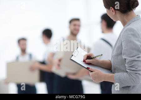 A team of professionals engaged in cargo transportation, Stock Photo