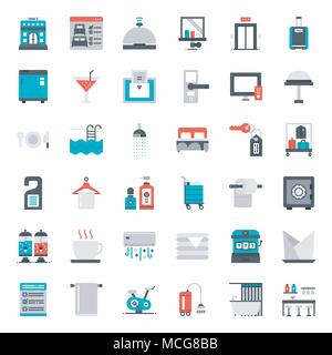 Hotel Service flat icon, isolated on white background Stock Vector