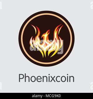 Phoenixcoin Cryptocurrency - Vector Illustration. Stock Vector