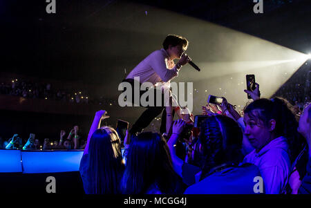 Bournemouth, UK 16th April 2018. The Vamps at the Bournemouth International Centre. Credit: Charlie Raven/Alamy Live News Stock Photo