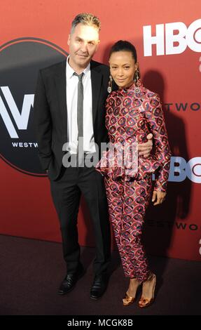 Los Angeles, CA, USA. 16th Apr, 2018. Ol Parker, Thandie Newton at arrivals for HBO's WESTWORLD Second Season Premiere, Cinerama Dome, Los Angeles, CA April 16, 2018. Credit: Dee Cercone/Everett Collection/Alamy Live News Stock Photo