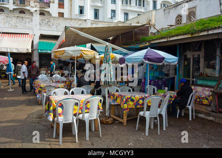 Lunch-time restaurant terraces, Marche Central, central market, Casablanca, Morocco, northern Africa Stock Photo