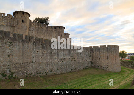 The Citadel in Carcassonne, a medieval fortress in the french department of Aude Stock Photo