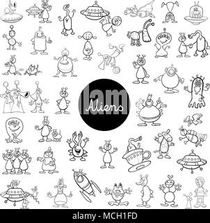 Aliens Cartoon Set for coloring book Stock Vector Image & Art - Alamy