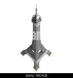 Eiffel tower in Paris isolated on the white backgroun, earial top view. Stock Photo