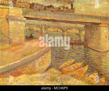 The Seine Bridge at Asnieres, Van Gogh, Vincent Willem, 1887 Stock ...