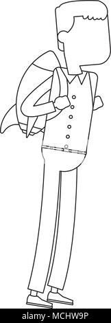 Businessman flying with jetpack on black and white colors Stock Vector ...