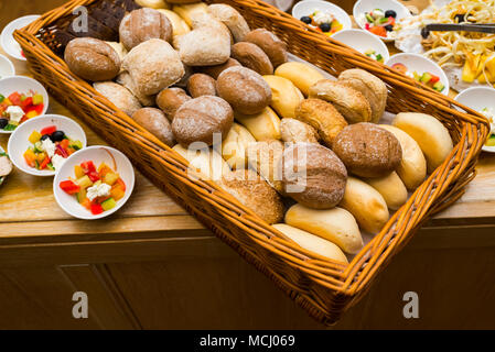 bread on a wicker tray Stock Photo