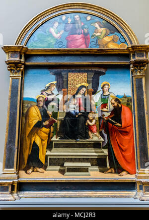 New York City The Met - Raphael - Madonna and Child Enthroned with Saints Stock Photo