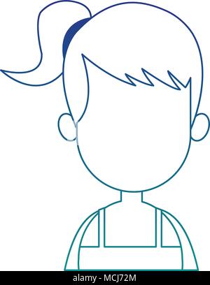 Young faceless woman profile blue lines Stock Vector