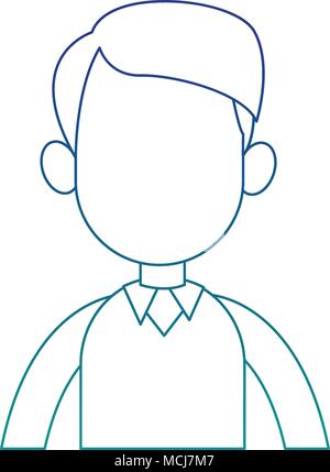 Young man faceless cartoon blue lines Stock Vector