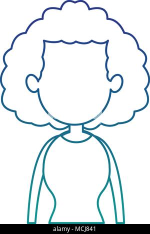 Young faceless woman profile blue lines Stock Vector