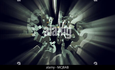 Exploding Question Marks 3d rendering illustration of exploding question mark particles as ...