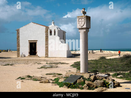 Church, Chapel, Igreja de Nossa Senhora da Graca, Memorial to Prince Henry the Navigator, Fortaleza de Sagres, Algarve, Portugal Stock Photo