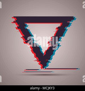 Triangle shape with TV glitch effect for your posters, cards, templates, flyers. Stock Vector