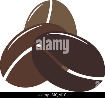 Simple icon with three coffee bean. Flat Design.  Vector Illustration Stock Vector