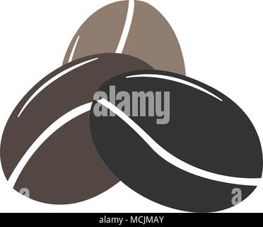 Simple icon with three coffee beans. Colored Icon. Flat Design. Vector Illustration Stock Vector