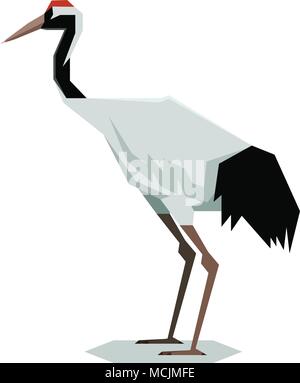 Vector image of the Flat polygonal Red-crowned Crane Stock Vector