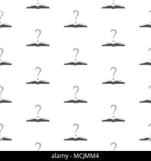 Seamless pattern with question marks above an open book. Great for wall book cover and inside, gift paper, wrapping, textile, etc. Vector Illustration Stock Vector