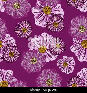Seamless repeating pattern of wildflowers Stock Vector