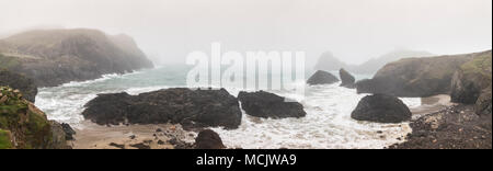 Kynance Cove on a foggy day, the Lizard, Cornwall, UK Stock Photo - Alamy