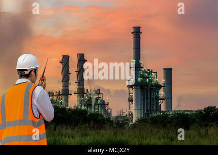 Engineers working in power stations Stock Photo
