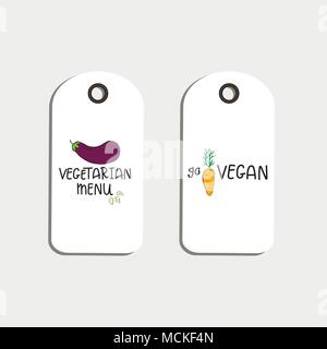 Set of Vector eco badge or tag, bio green logo. Vegan sign for cafe, restaurants, products packaging. Hand drawn leaves, branches, plant elements with Stock Vector
