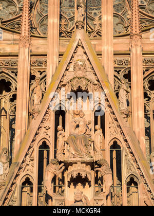 Notre-Dame de Strasbourg sculpture in the Cathedral facade Stock Photo
